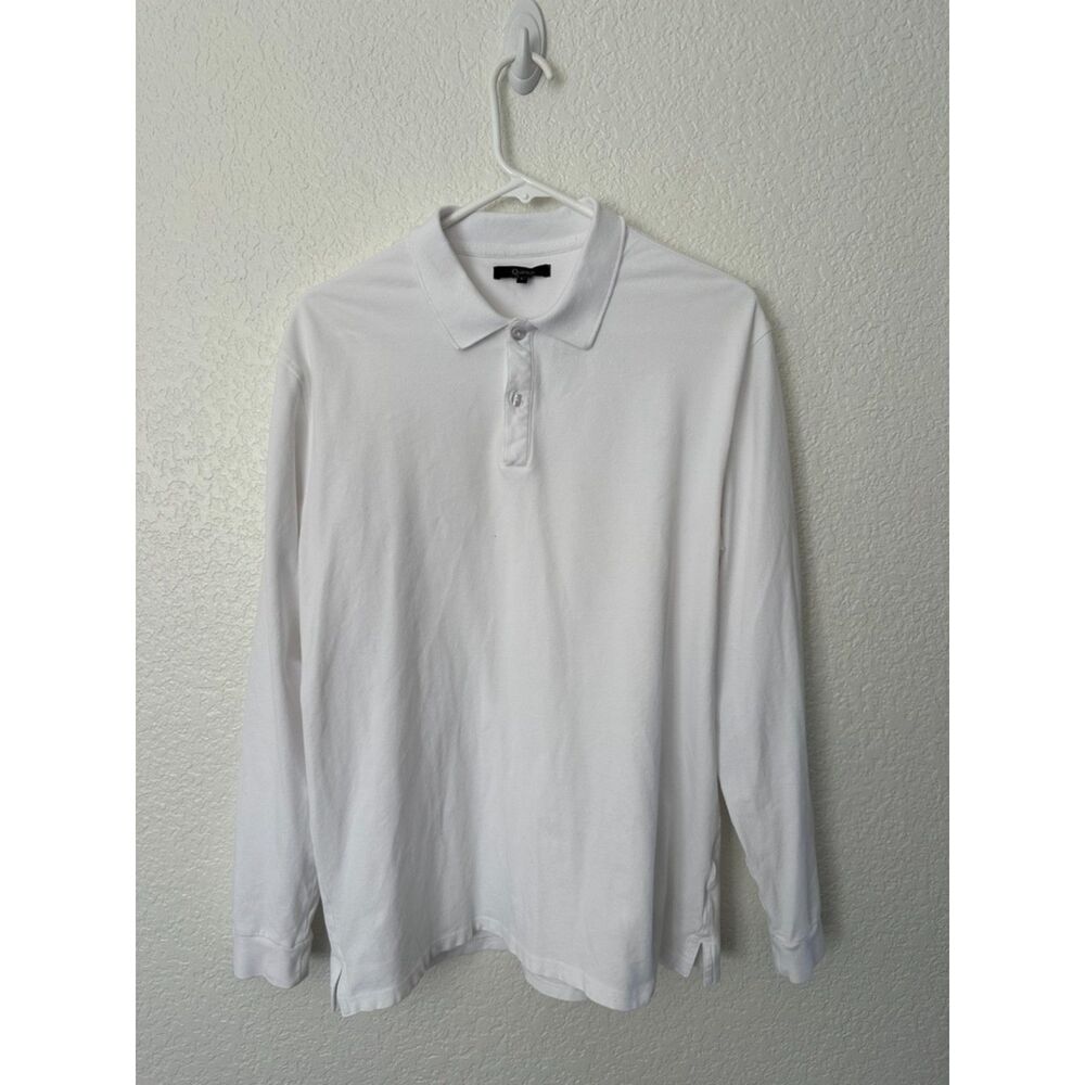 Quince Men's White Cotton Long Sleeve Pique Polo Shirt Size Large - Picture 2 of 7
